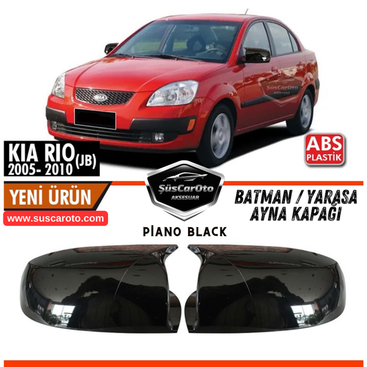 Cubierta de espejo Batman Bat compatible con Kia Rio JB 2006-2012, plástico ABS Piano Black, juego de derecha e izquierda