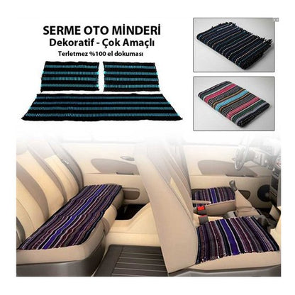 Funda de asiento de coche Kilim Weaving, alfombra Kilim de 3 piezas