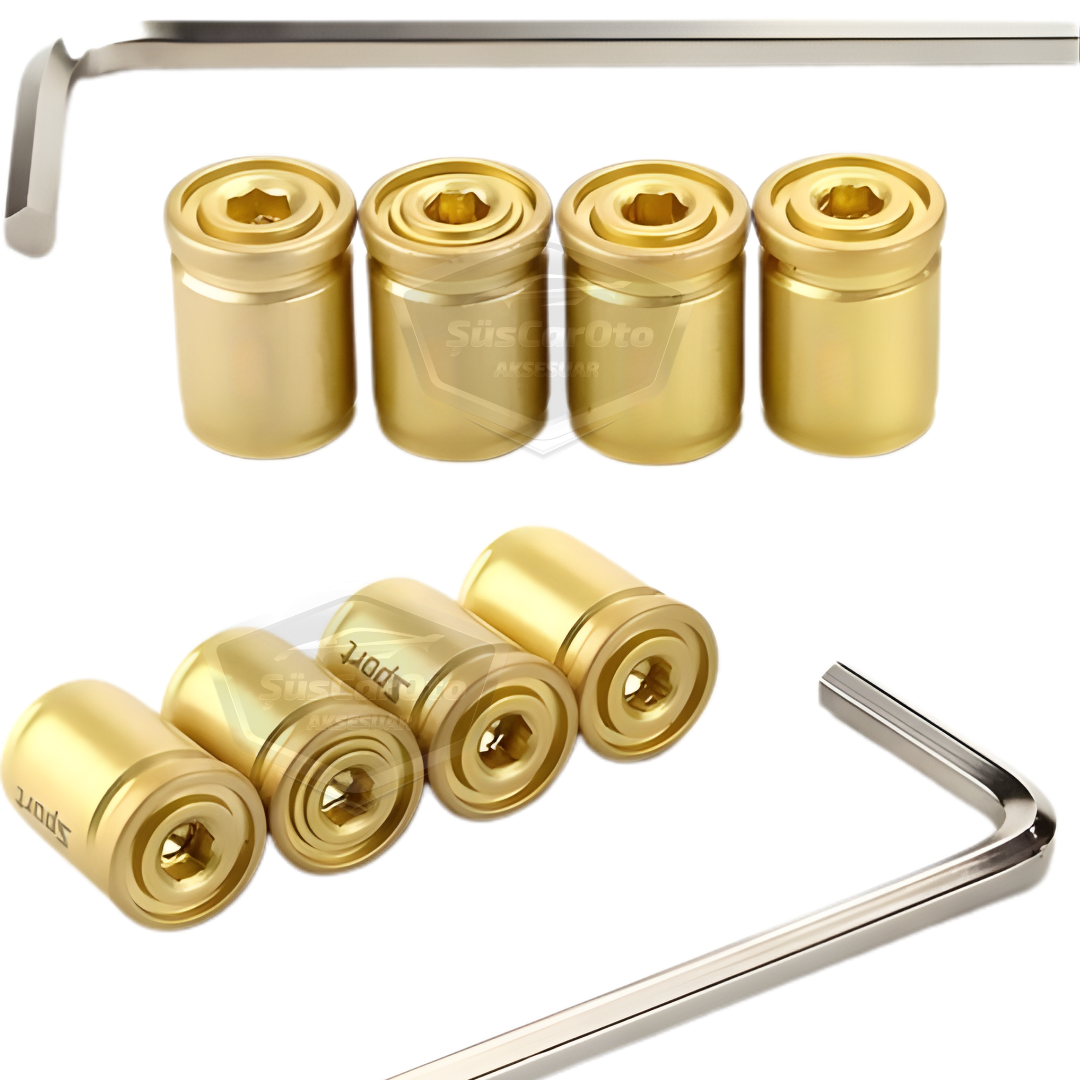 Juego de 4 tapas de válvula con cierre para coche, moto, bicicleta, de metal dorado, con llave Allen