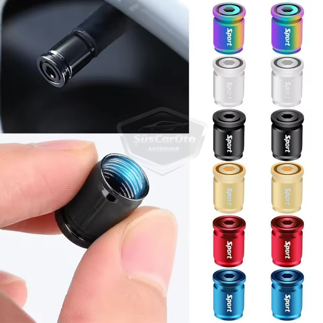 Juego de 4 tapas de válvula con cierre para coche, moto, bicicleta, de metal dorado, con llave Allen