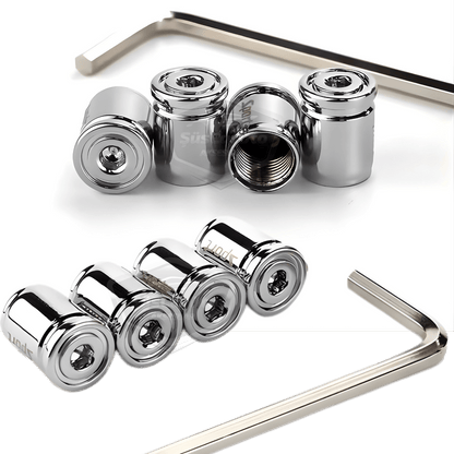Tapa de válvula de bloqueo Tapa de válvula Allen Coche Moto Bicicleta Metal Compresión Plateado Plata Juego de 4