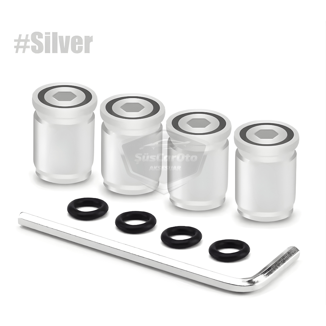 Tapa de válvula de bloqueo Tapa de válvula Allen Coche Moto Bicicleta Metal Compresión Plateado Plata Juego de 4