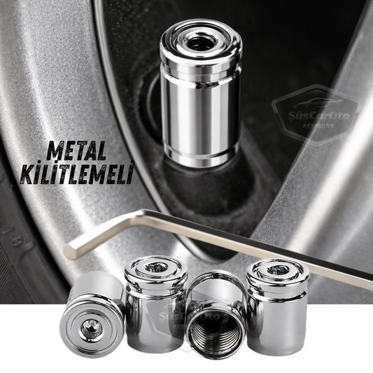 Tapa de válvula de bloqueo Tapa de válvula Allen Coche Moto Bicicleta Metal Compresión Plateado Plata Juego de 4