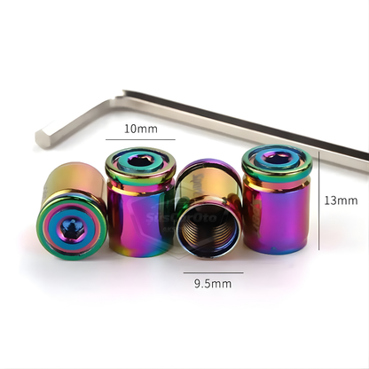 Set de 4 tapones de válvula con bloqueo, tapones de válvula Allen, de metal con apriete para coche, motocicleta y bicicleta, color azul.