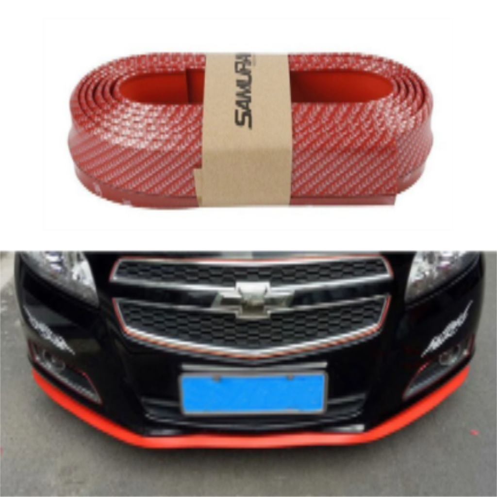 Labio delantero SAMURAI Ez Lip flexible y suave de 2,5 m con adhesivo 3M, color rojo carbono