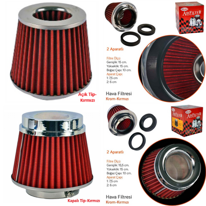 Filtro de aire universal de sonido y rendimiento mejorado +6 HP con adaptador