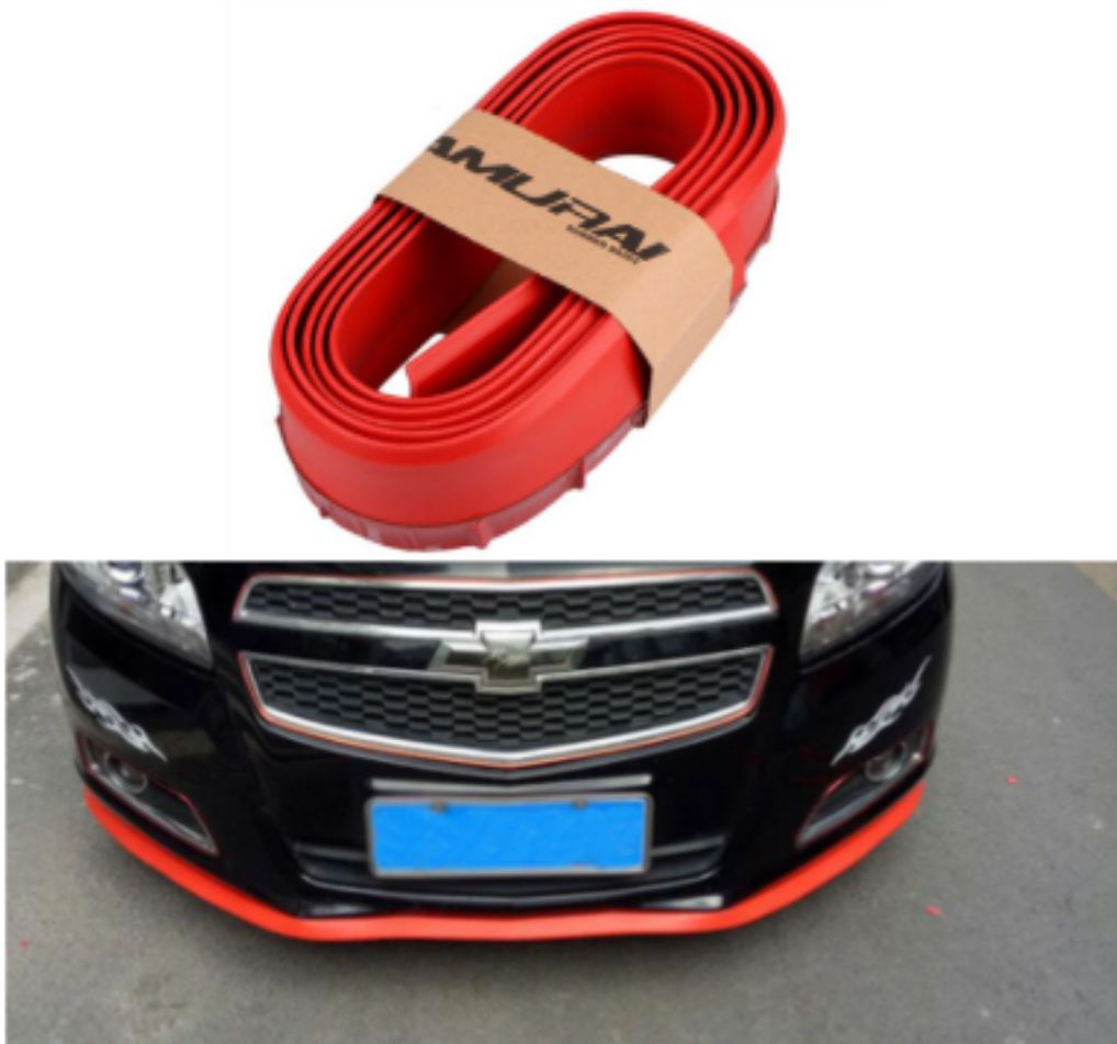 Labio delantero SAMURAI de color Ez Lip flexible, suave, 3M, adhesivo adicional, 2,5 m, rojo