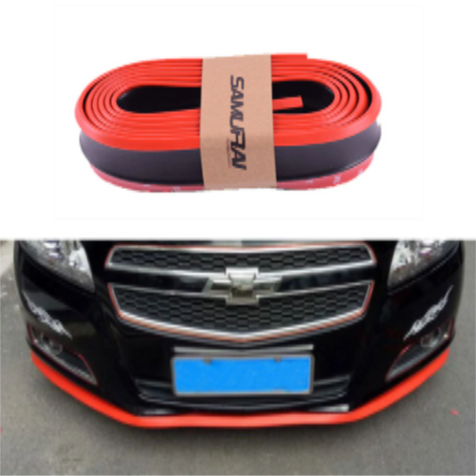 SAMURAI Labio de parachoques EZ Lip flexible, suave, adhesivo 3M, 2,5 m, rojo y negro