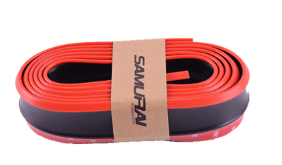 SAMURAI Labio de parachoques EZ Lip flexible, suave, adhesivo 3M, 2,5 m, rojo y negro