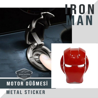 Tapa de botón de arranque y parada Iron Man Protector de botón de metal Decorativo Aleación de zinc especial Rojo