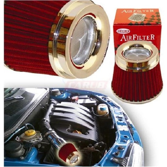 Filtro de aire abierto Carub Performance y aumento de sonido +6 Hp tipo cerrado con adaptador rojo universal
