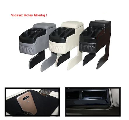 Reposabrazos de cuero universal de doble portavasos sin instalación ni tornillos, apto para cualquier vehículo