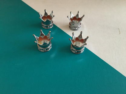 Tapones de válvula cromados de corona (4 unidades)