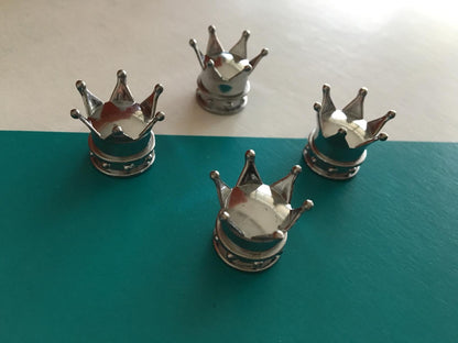 Tapones de válvula cromados de corona (4 unidades)