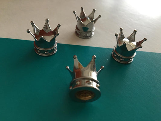 Tapones de válvula cromados de corona (4 unidades)