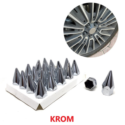 Juego de 20 tapas de tuerca de bala puntiaguda con herramienta de extracción 17 mm-19 mm CROMO