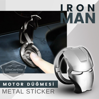 Tapa de botón de arranque/parada Iron Man, protector decorativo de metal para botón, aleación especial de zinc, cromo