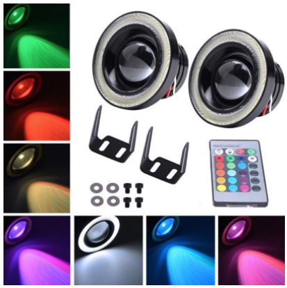 Faro antiniebla universal angel con lente de metal impermeable de 89 mm con ojos de ángel RGB y control remoto