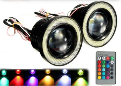 Faro antiniebla universal angel con lente de metal impermeable de 89 mm con ojos de ángel RGB y control remoto