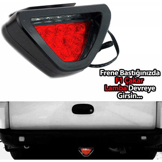 Luz de freno F1 estroboscópica triangular de 12 cm, roja