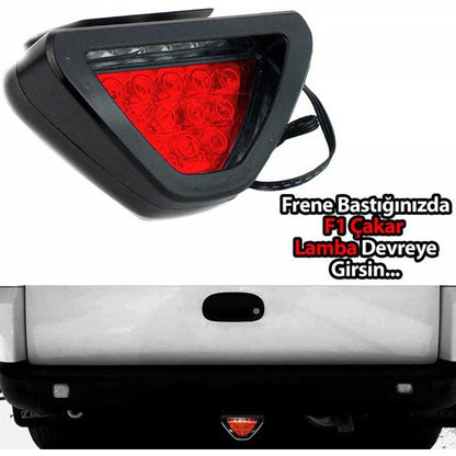 Luz de freno F1 estroboscópica triangular de 12 cm, roja