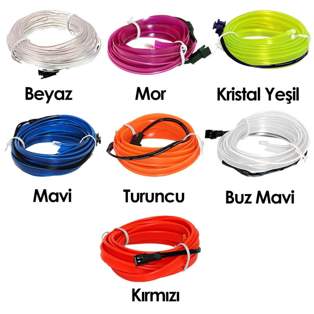 Luz LED de neón de 2 metros para salpicadero de coche, de colores