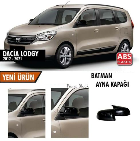 Dacia Lodgy 2012-2021 Tapa de espejo de murciélago Batman ABS de plástico negro piano