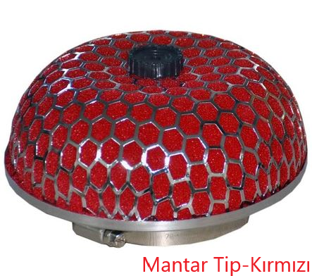 Carub Filtro de aire abierto para mejorar sonido y rendimiento, tipo hongo, rojo, +6 Hp, con adaptador, universal