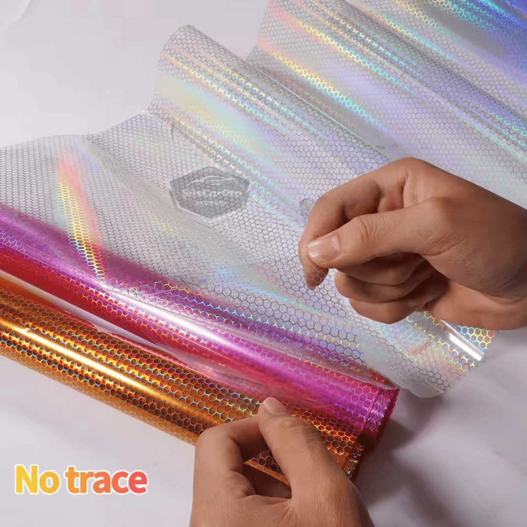 Película para faros delanteros y luces traseras, diseño de panal de abeja, color azul holográfico, protector antiarañazos, 100 x 30 cm, ONP1003