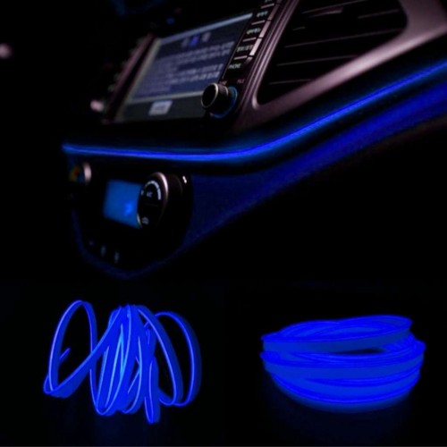 Tira de luces LED de neón azul de 2 metros para salpicadero de coche