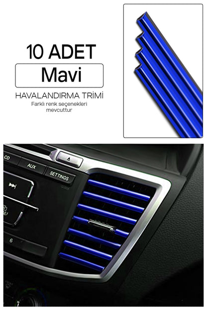 Kit de Tiras Decorativas para Rejilla de Ventilación de Aire Acondicionado de Coche Azul