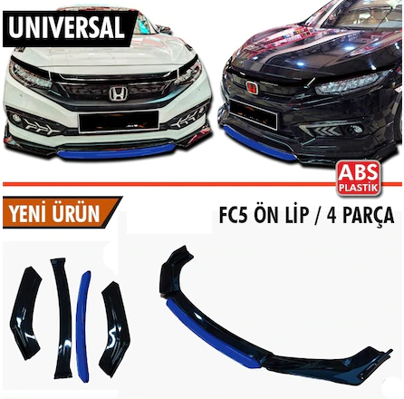 Universal Flexible de 4 piezas con labio de lengüeta azul, piano negro con solapa alada, plástico ABS