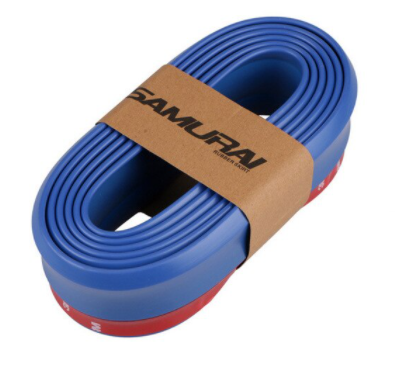 SAMURAI Labio de parachoques delantero Ez Lip de color flexible suave con pegamento 3M, 2,5 m, azul