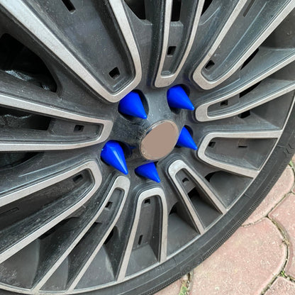 Juego de 20 tapas de tuerca de rueda con forma de bala y herramienta de extracción de 17 mm-19 mm AZUL