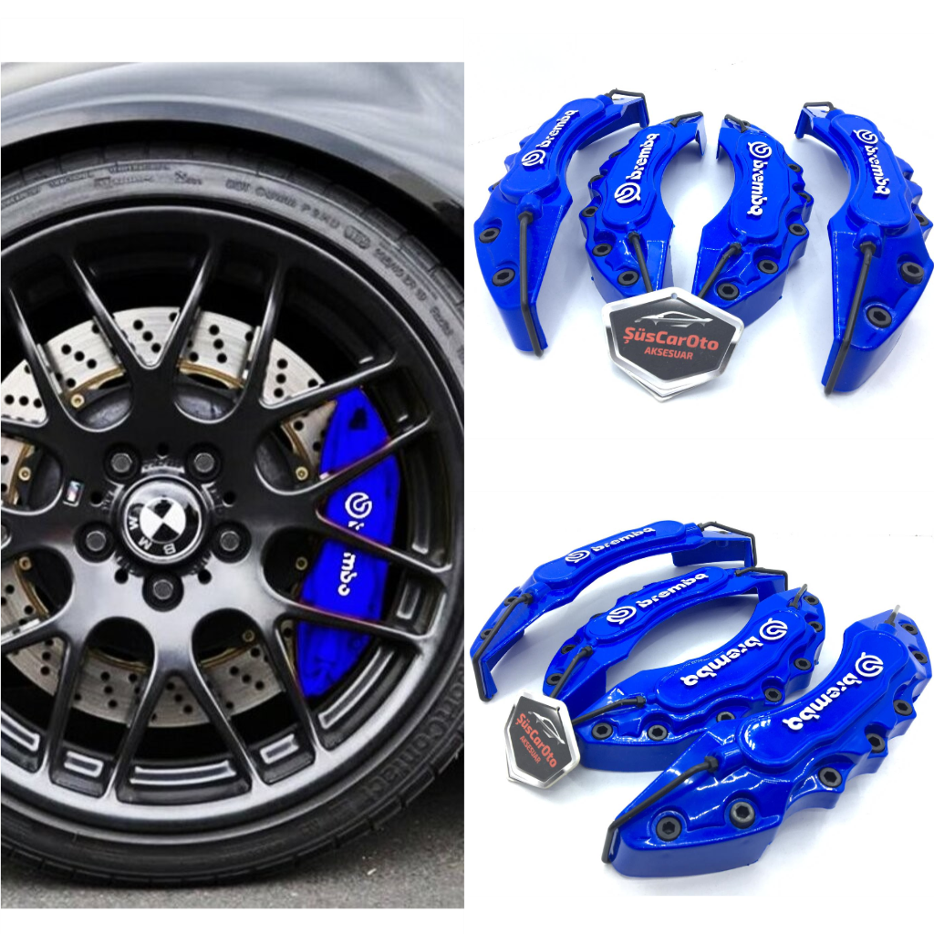 Juego de 4 fundas universales para pinzas de freno Brembo de 17'' y más, azules