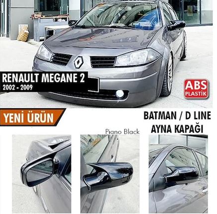 Renault Megane 2 2002-2009 Tapa de espejo de Batman murciélago Negro Piano Plástico ABS
