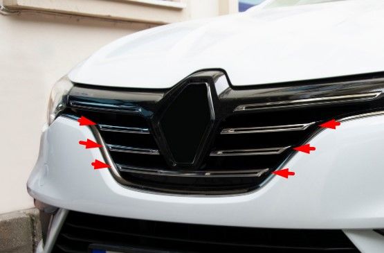 Renault Megane 4 moldura cromada para parrilla delantera de 5 piezas de acero inoxidable