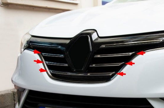 Renault Megane 4 moldura cromada para parrilla delantera de 5 piezas de acero inoxidable
