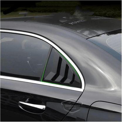 Mercedes Clase A W177 2018 y posteriores, Rejilla de Ventana Trasera Batiente, Visera de Ventana Trasera Batiente, Ventilación Importada, Juego Izquierdo y Derecho, Negro Brillante, Calidad Premium