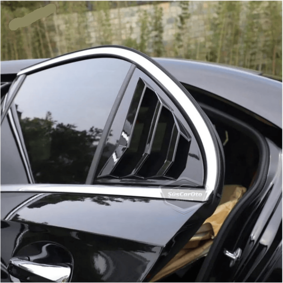 Mercedes Clase A W177 2018 y posteriores, Rejilla de Ventana Trasera Batiente, Visera de Ventana Trasera Batiente, Ventilación Importada, Juego Izquierdo y Derecho, Negro Brillante, Calidad Premium