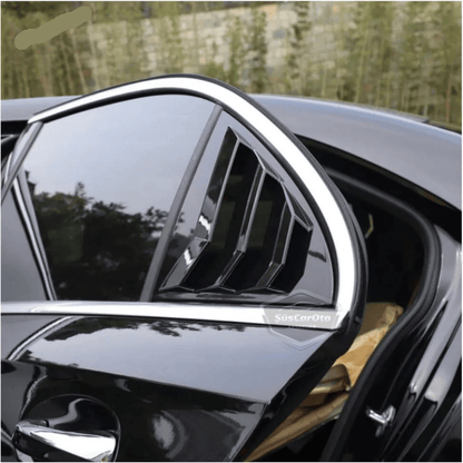Mercedes Clase A W177 2018 y posteriores, Rejilla de Ventana Trasera Batiente, Visera de Ventana Trasera Batiente, Ventilación Importada, Juego Izquierdo y Derecho, Negro Brillante, Calidad Premium