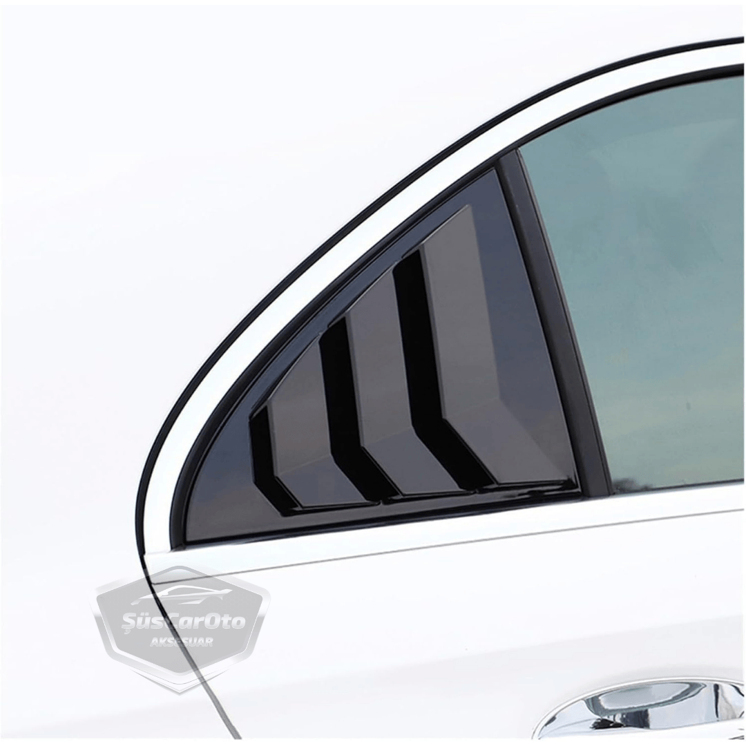 Mercedes Clase A W177 2018 y posteriores, Rejilla de Ventana Trasera Batiente, Visera de Ventana Trasera Batiente, Ventilación Importada, Juego Izquierdo y Derecho, Negro Brillante, Calidad Premium