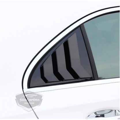 Mercedes Clase A W177 2018 y posteriores, Rejilla de Ventana Trasera Batiente, Visera de Ventana Trasera Batiente, Ventilación Importada, Juego Izquierdo y Derecho, Negro Brillante, Calidad Premium