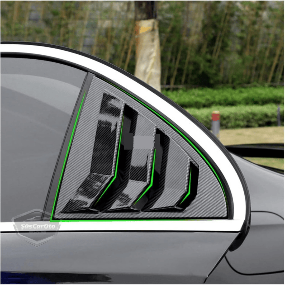 Mercedes Clase A W177 2018 y posteriores, Rejilla de Ventana Trasera Batiente, Visera de Ventana Trasera Batiente, Ventilación Importada, Juego Izquierdo y Derecho, Negro Brillante, Calidad Premium