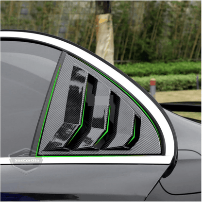 Mercedes Clase A W177 2018 y posteriores, Rejilla de Ventana Trasera Batiente, Visera de Ventana Trasera Batiente, Ventilación Importada, Juego Izquierdo y Derecho, Negro Brillante, Calidad Premium