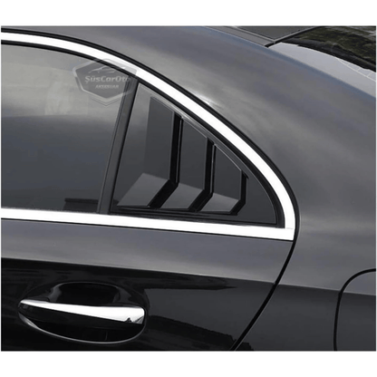 Mercedes Clase A W177 2018 y posteriores, Rejilla de Ventana Trasera Batiente, Visera de Ventana Trasera Batiente, Ventilación Importada, Juego Izquierdo y Derecho, Negro Brillante, Calidad Premium