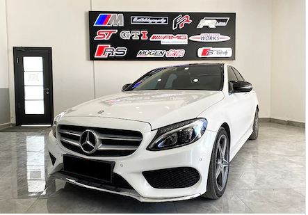 Mercedes Clase C W205 Post-2015 Cubiertas de Espejo Retrovisor Batman Murciélago Negro Piano Plástico ABS