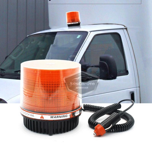 Lámpara de techo estroboscópica magnética, tipo redonda, para todoterreno, ambulancia, bomberos, rescate, entrada para encendedor, impermeable, naranja, 12-24V, estroboscópica de techo