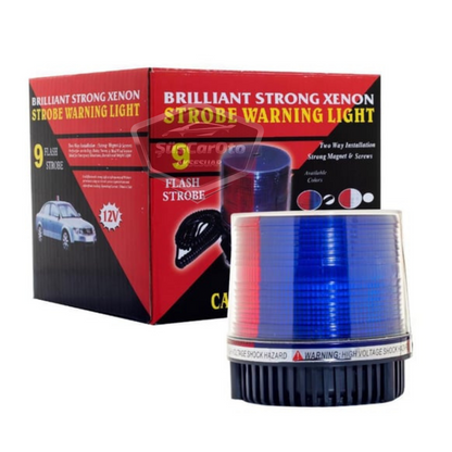 Luz LED redonda estroboscópica magnética de techo para coche, tipo policía, entrada para encendedor de cigarrillos, impermeable, rojo y azul, 12-24V