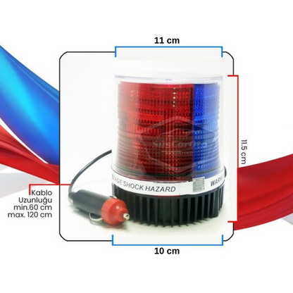 Luz LED redonda estroboscópica magnética de techo para coche, tipo policía, entrada para encendedor de cigarrillos, impermeable, rojo y azul, 12-24V
